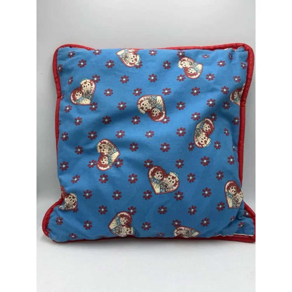 Handmade Raggedy Ann & Andy Tapestry‎ & Quilted Pillow Set 16x16